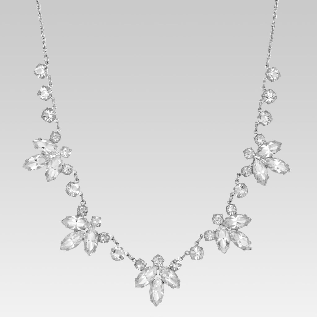 Austrian Crystal Flower Stations Necklace 15.5"
