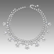 Silver Tone Swarovski Crystal Multi Drop Necklace 16 Inch