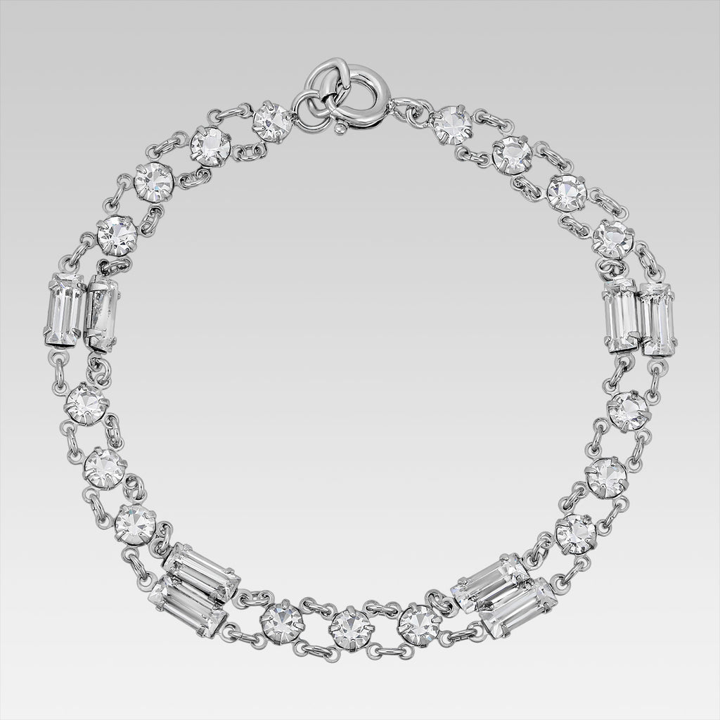 Linking Austrian Crystal Baguette & Round Crystal Link Bracelet