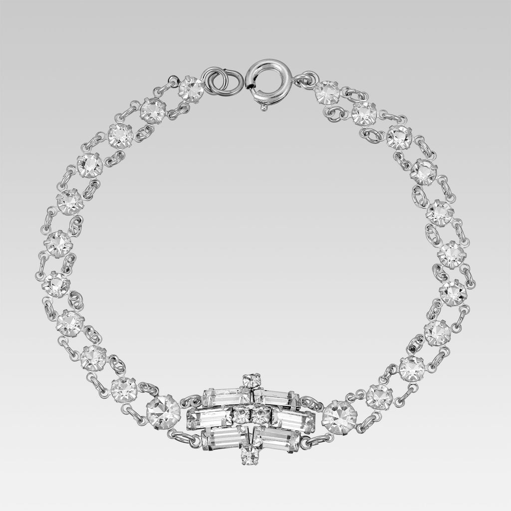 Baguette & Round Crystal Austrian Crystal Link Bracelet