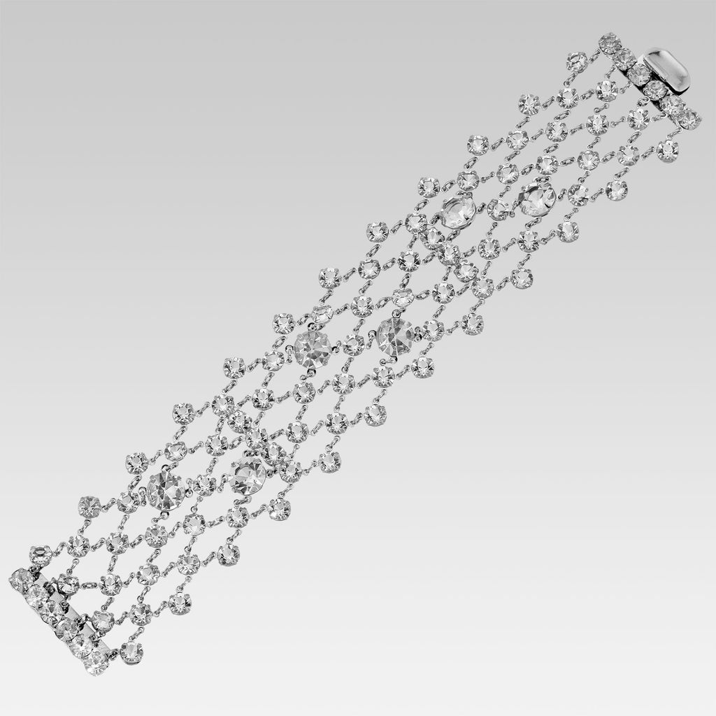 Multi Row Round Austrian Crystal Statement Link Bracelet