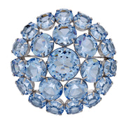 Blue Rare Vintage Swarovski Crystal Large Round Brooch Pin