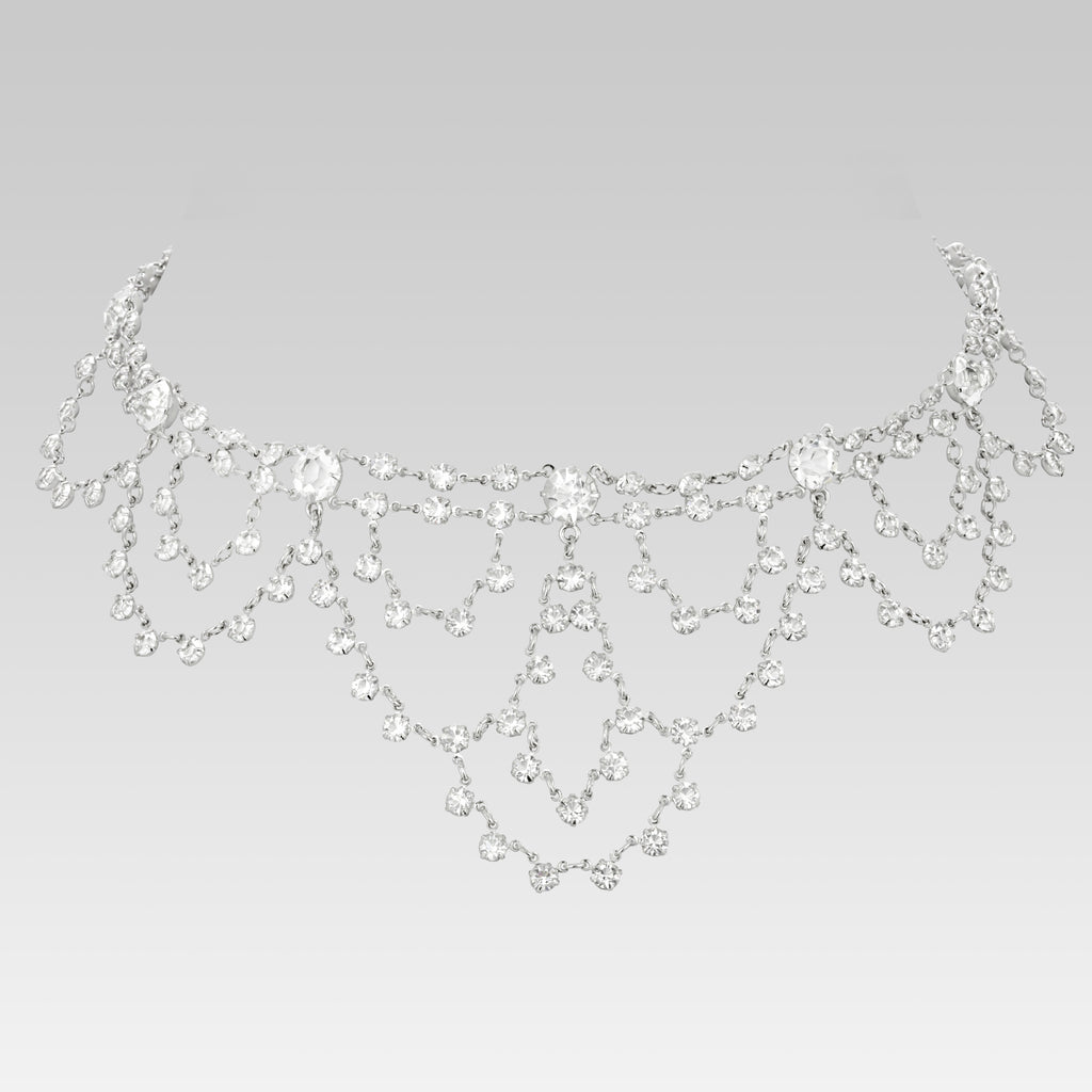 Vintage Austrian Crystal Draped Necklace 11"