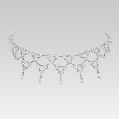 Swarovski Crystal Baguette Drop Necklace 15 Inches