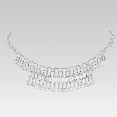 Swarovski Crystal Baguette Round Drop Link Necklace 14 Inches