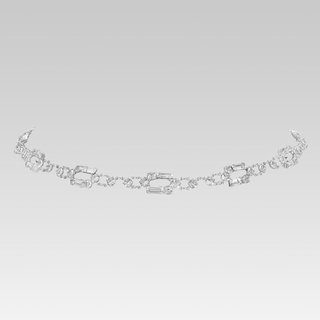 Elegant Vintage Austrian Crystal Baguette Link Necklace 15"