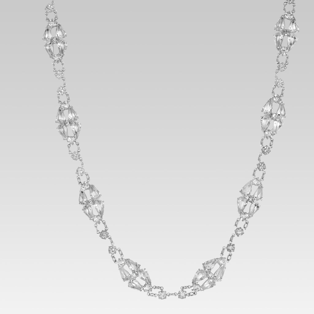 Round & Teardrop Austrian Crystal  Necklace 15"