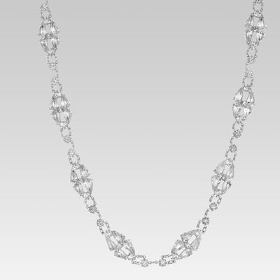 Round & Pear Shaped Swarovski Crystal  Necklace 15 Inches