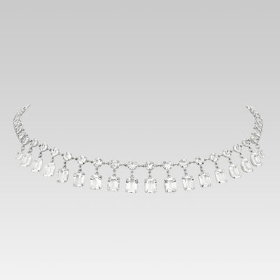 Swarovski Emerald Cut Drop Crystal Necklace 15 Inch