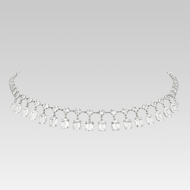 Swarovski Emerald Cut Drop Crystal Necklace 15 Inch