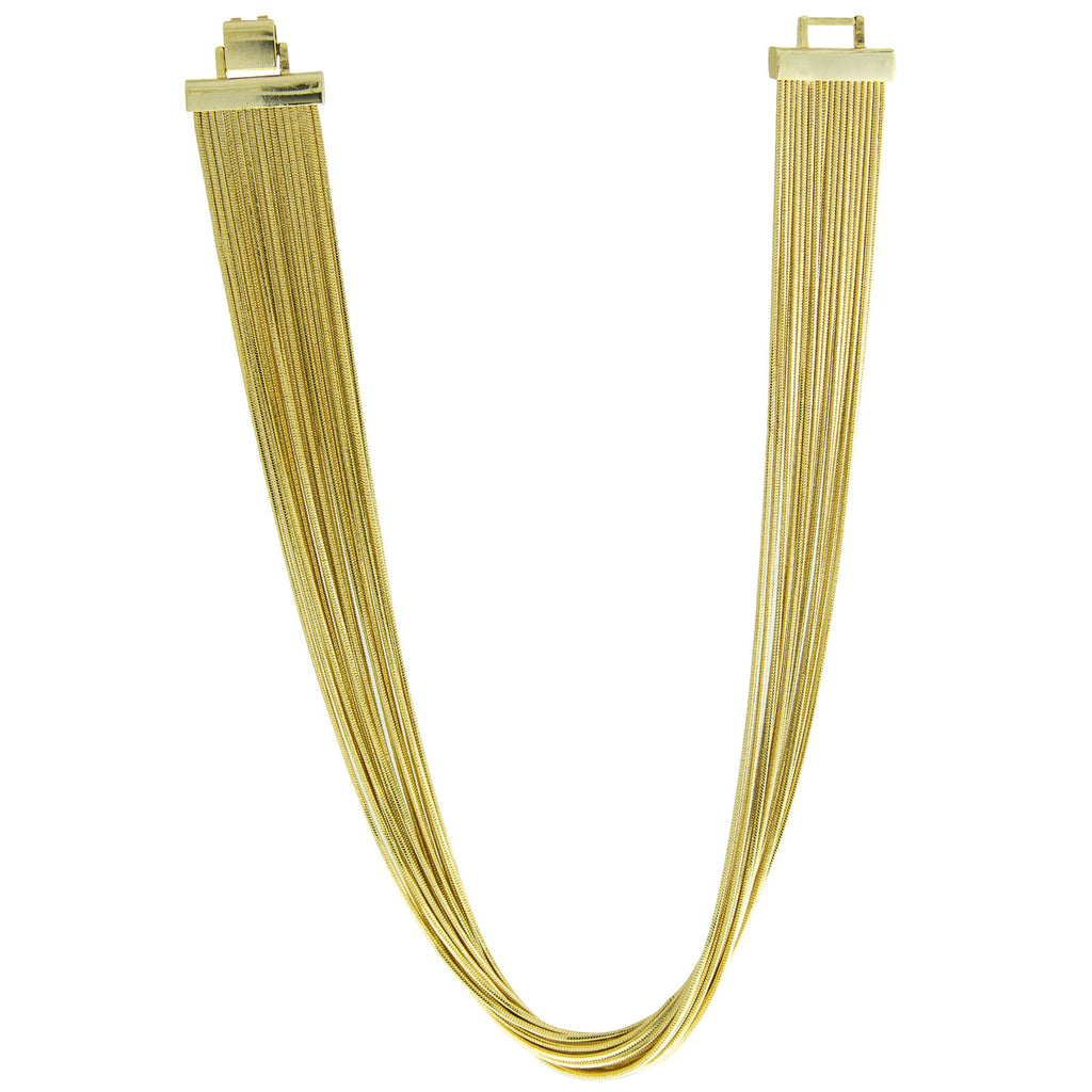 Gold Tone Multi Chain Necklace 17 Inches