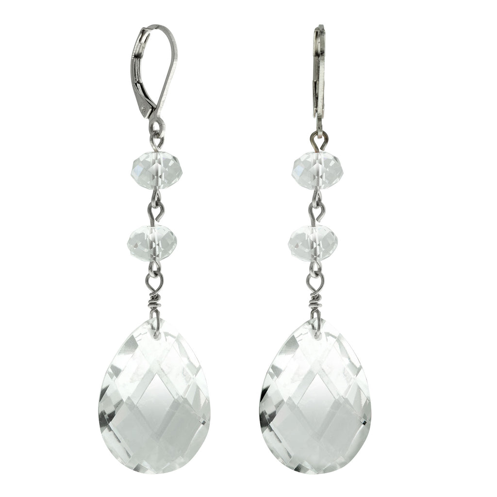 Crystal Clear Pear Shape Drop Earrings