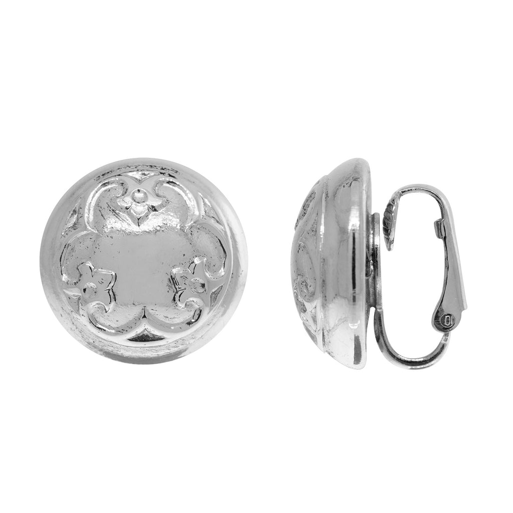 Petite Round Classic Clip On Earrings In Silver