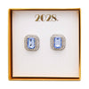 2028 Jewelry Light Sapphire Blue with Crystal Octagon Button Earrings