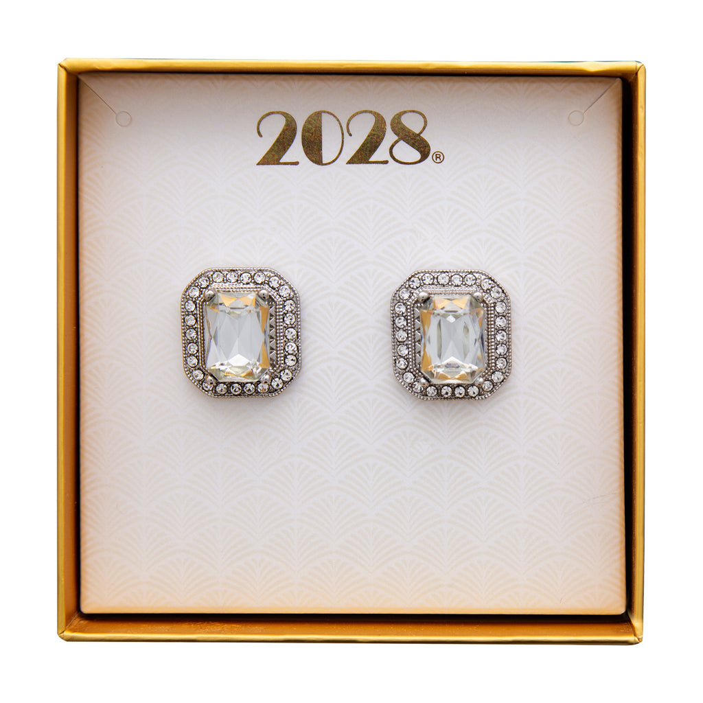 2028 Jewelry Crystal Octagon Button Earrings