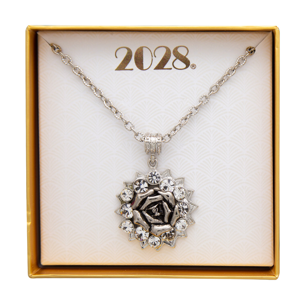 2028 Jewelry Crystal Flower Pendant Necklace 16" + 3" Extender