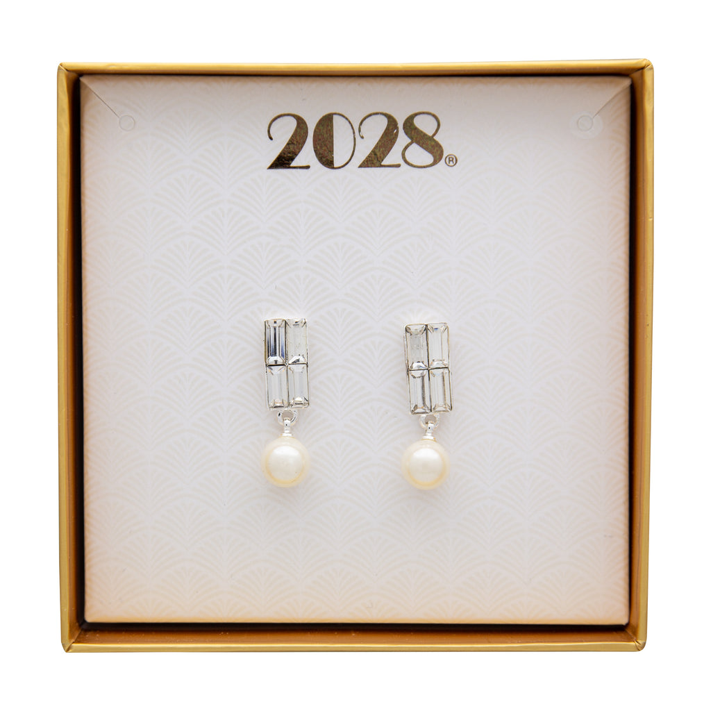 Crystal And 8Mmm Faux Pearl Drop Earrings