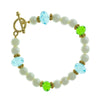 1928 Jewelry Faux Pearl Aqua And Green Bead Toggle Bracelet