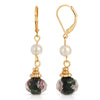 1928 Jewelry Faux Pearl And Black Bel Fiore Drop Bead Earrings