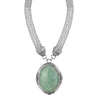 1928 Jewelry Signature Gemstone Oval Pendant Mesh Tube Chain Necklace 18