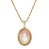 1928 Jewelry Victorian Reflections Carnelian & Ivory Cameo Pendant Necklace 18