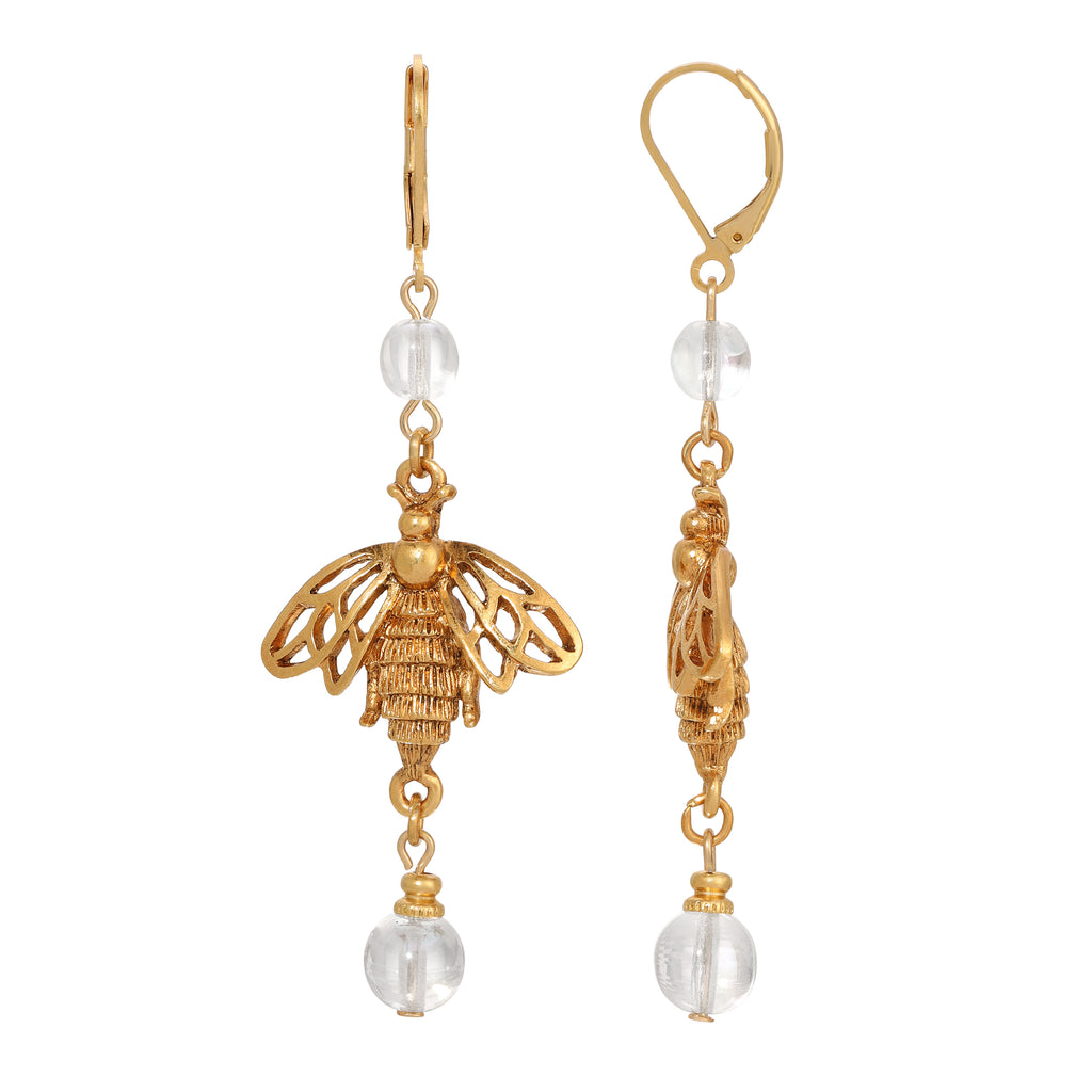 Bee Euro Crystal Dangle Earrings