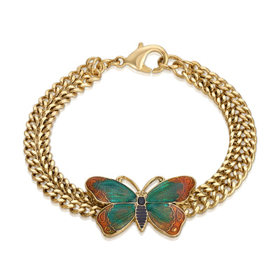 Metamorphic Butterfly Double Curb Bracelet, 7.25"L