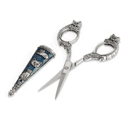 1928 Jewelry Antiqued Classic Blue Enamel Cat Scissors