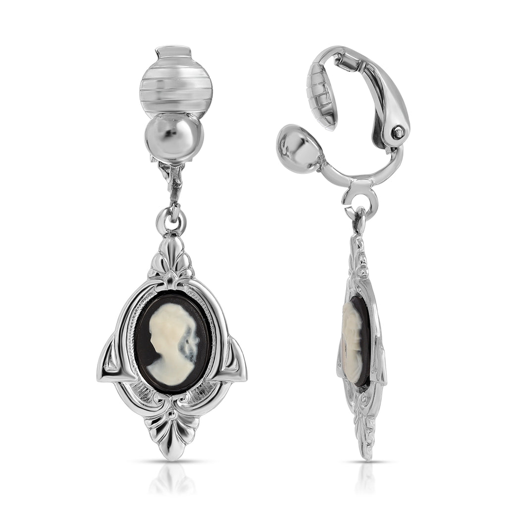 Embellish Vintage Inspired Cameo Drop Clip On Earrings