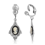 Embellish Vintage-Inspired Cameo Drop Clip On Earrings