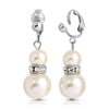 1928 Jewelry White Double Drop Faux Pearl Clip On Earrings