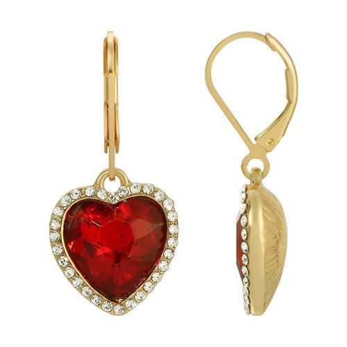 Regency Stone Heart Crystal Drop Earrings Regency Costume