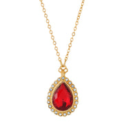Red Stone Teardrop Crystal Necklace 16" + 3" Extender