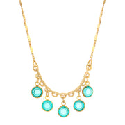 1928 Jewelry Blue Zircon Austrian Channel Crystal Fancy Necklace 16" + 3" Extender
