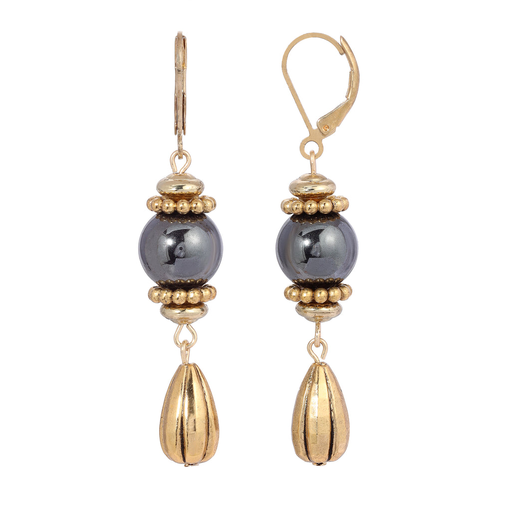 1928 jewelry round gemstone melon cut teardrop earrings