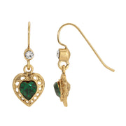 1928 Jewelry Petite Minimalist Sapphire Blue Austrian Crystal Heart Drop Earrings