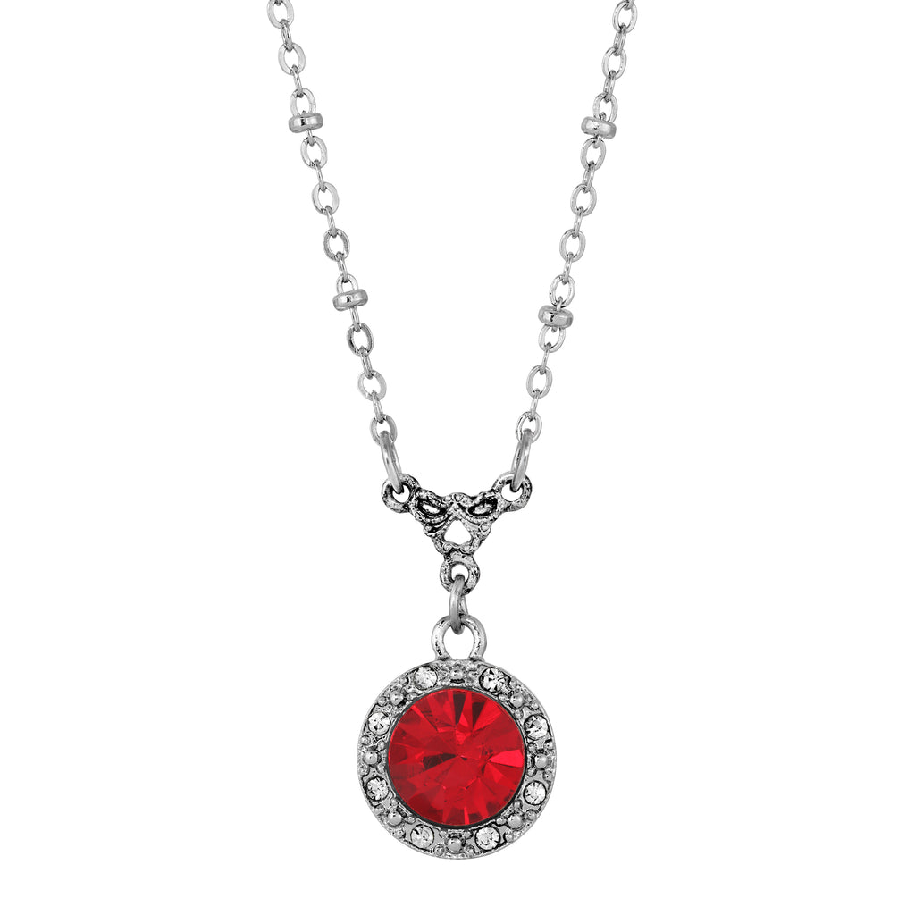 Petite Red Crystal Drop Necklace 16" + 3" Extender