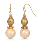 1928 Jewelry Ridged Bead Faux Pearl Dangle Drop Earrings