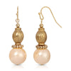 1928 Jewelry Ridged Bead Faux Pearl Dangle Dangle Earrings