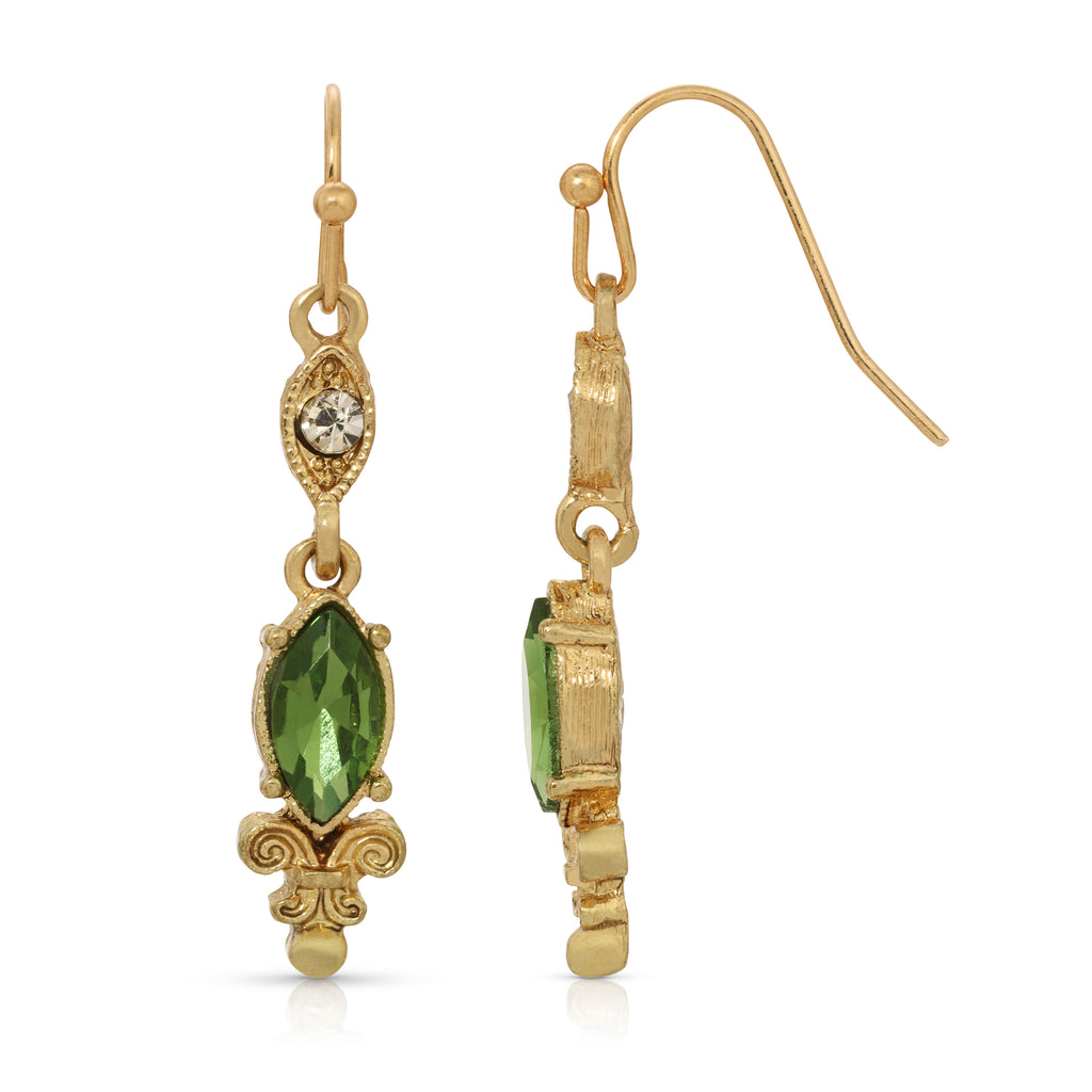 La Belle Époque Crystal And Emerald Green Dangle Earrings