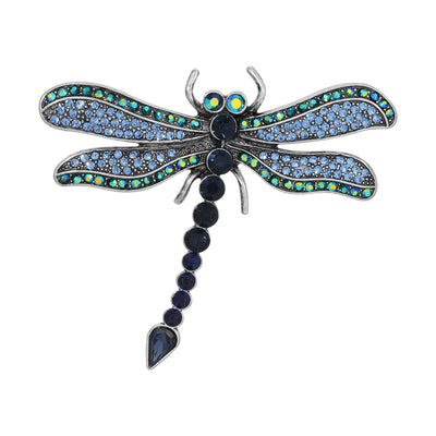 Giovane Iridescent AB & Blue Stone Dragonfly Brooch