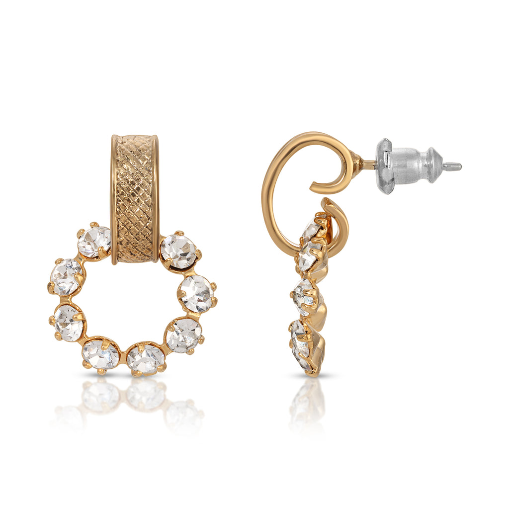 1928 jewelry crystal hoop post drop earrings