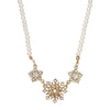 1928 Jewelry Bell Epoch Starburst Crystal 4mm Faux Pearl Strand Statement Necklace 16