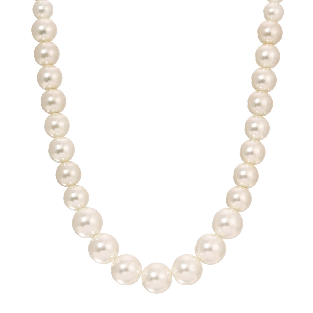 Classic Glass Faux Pearl Graduated Necklace 18"