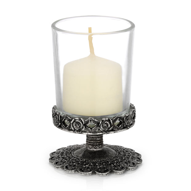 Deco Rose Glass Candle Holder