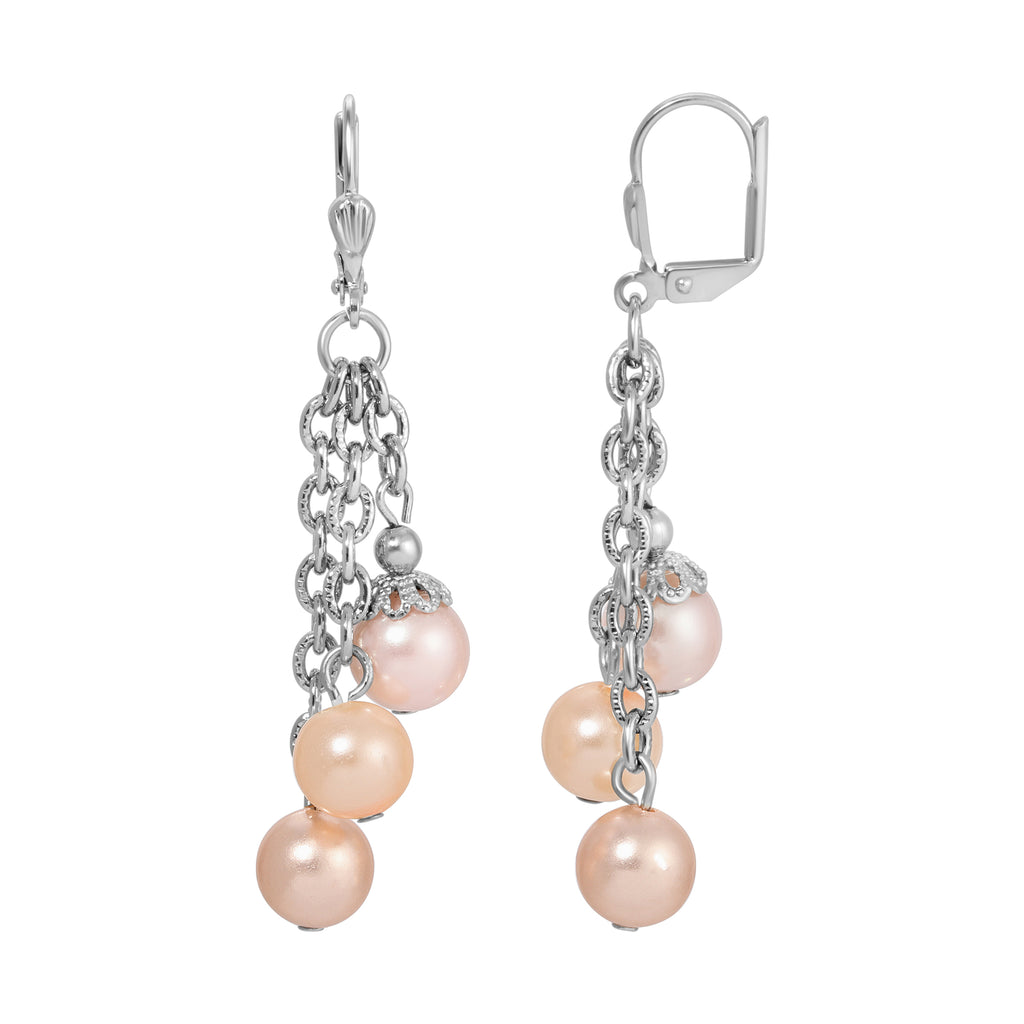 Rosabella Multicolor Faux Pearl Chain Drop Earrings