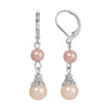 1928 Jewelry Rosabella Raspberry & Peach Faux Pearl Dangle Earrings