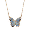 1928 Jewelry Blue Enamel Crystal Butterfly Pendant Necklace 18