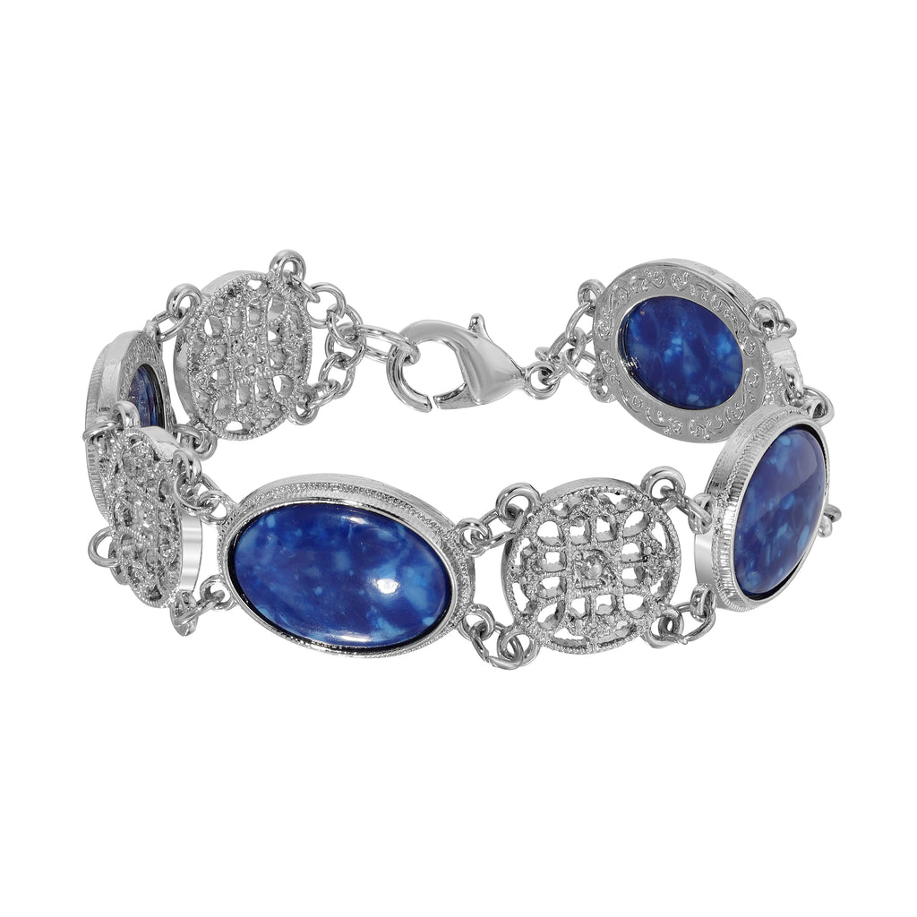 Matrix Blue Stone Celtic Round Filigree Bracelet