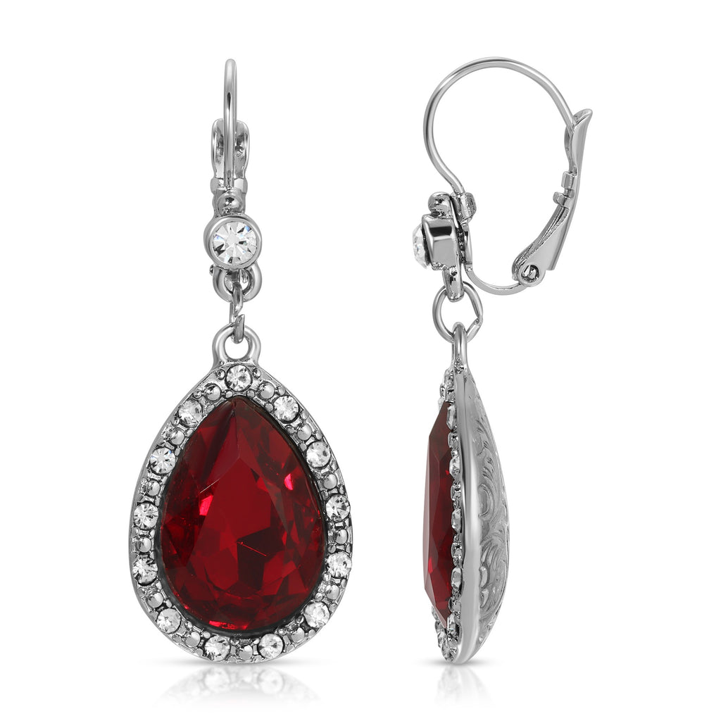 Crystal Teardrop Siam Red Crystal Drop Earrings